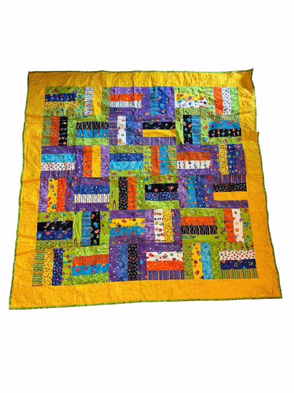 Handcrafted Alien Patchwork Blanket with Matching Carrying Bag EUC